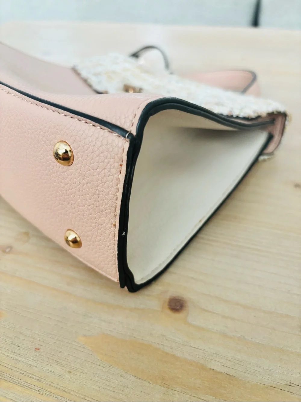 Dune London Blush Pink Tweed‎ Top Handle Satchel Crossbody Purse Bag